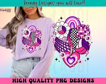 Retro-Volleyball-Collage png, Volleyball-Sublimation png, trendiges Volleyball-Png, Volleyball-Vibes, Spieltags-Volleyball, digitaler Download
