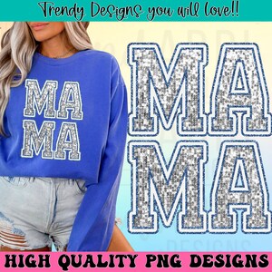 Faux sequin mama png, retro mama sublimation design, varsity font mama png, merry mama png, sparkly glitter png, digital download