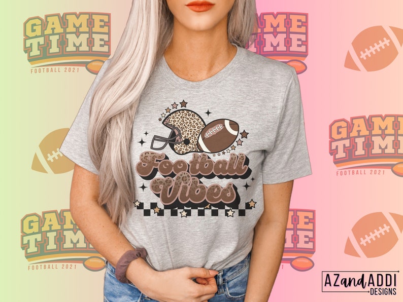 Football vibes png, football sublimation design, retro football png, football season, tailgate png, sports png, fall png image 5