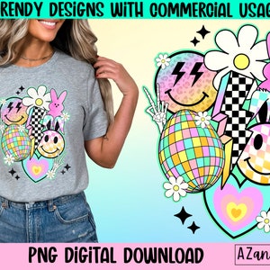 Retro Easter png, Easter bunny spring collage png, Easter sublimation design, groovy easter egg png, bunny ears png, digital download