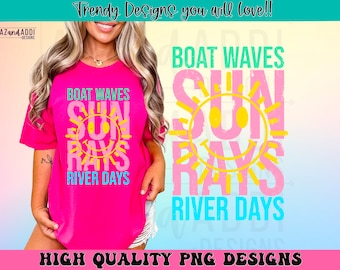 Boat waves sun rays River days png, retro summer sublimation designs download, trendy png, River boating outdoors png, summer sun png