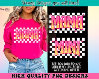 Checkered mama mini png, retro mama mini sublimation design, Mother’s Day png, girl mama png, mini png, summer mama png, digital download