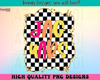 Jaguars preppy mascot png, mascot school spirit design, retro Jaguars sublimation design, sports team colorful text shirt digital print