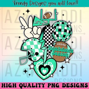 Retro football collage png, football sublimation design, mint green football png, custom football team colors, touchdown season png