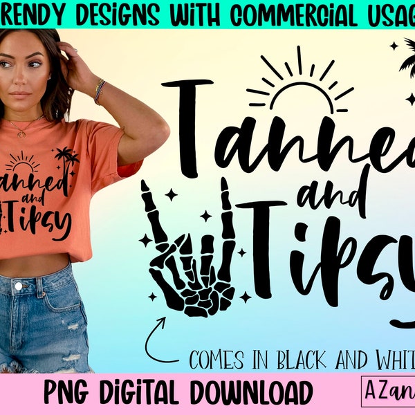 Tanned and tipsy png, retro summer sublimation, summer vibes, beach vibes, vacation shirt design, digital design download, trendy summer png