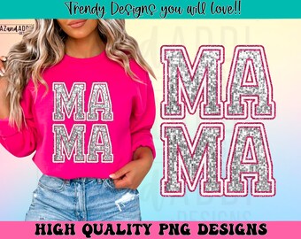 Faux sequin winter mama png, retro mama sublimation design, Christmas mama png, merry mama png, sparkly glitter png, digital download