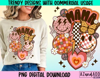 Retro mama collage png, fall autumn sublimation design, digital download, trendy mama shirt design, Mother’s Day png