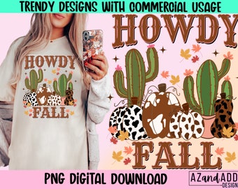 Howdy Fall png, retro fall png, western fall png, western pumpkin png, fall sublimation, western sublimation, howdy pumpkin