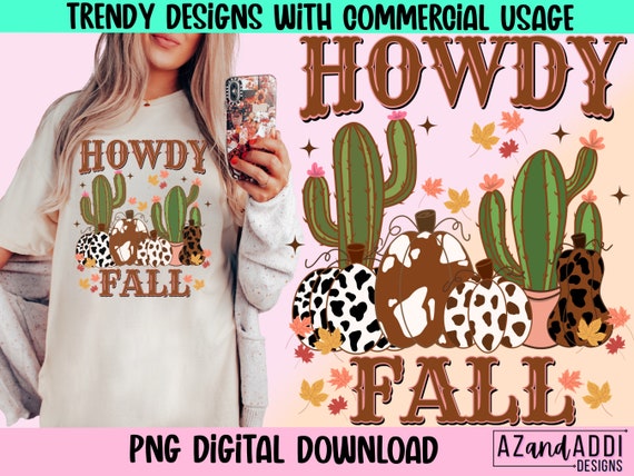Howdy Fall png, retro fall png, western fall png, western pumpkin png, fall sublimation, western sublimation, howdy pumpkin