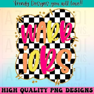 Warriors preppy mascot png, mascot school spirit design, retro Warriors sublimation design, sports team colorful text shirt digital print