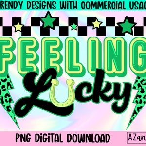 Feeling lucky png, retro st Patrick’s day png, lucky sublimation shirt design, retro sublimation designs downloads, lucky charm png