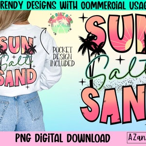 Sonne Salz Sand png, Sommer png, trendy Strandurlaub png, Retro Sommer Sublimation, Sommer vorne und hinten digitales Design, Sommer Vibes png