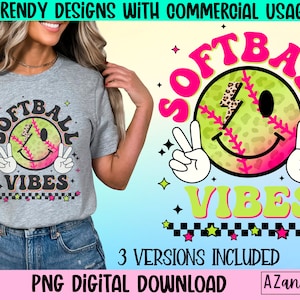 Softball vibes png, softball season png, retro softball sublimation design, softball team, softball mom, softball happy face png, digital