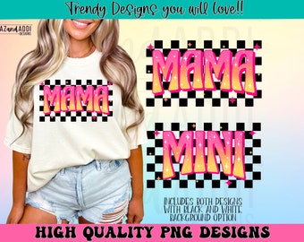 Checkered mama mini png, retro mama mini sublimation design, Mother’s Day png, girl mama png, mini png, summer mama png, digital download