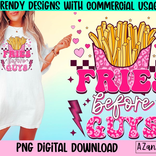 Fries before guys png, retro Valentine’s Day sublimation png, funny valentines png, trendy Valentine’s Day design, digital download