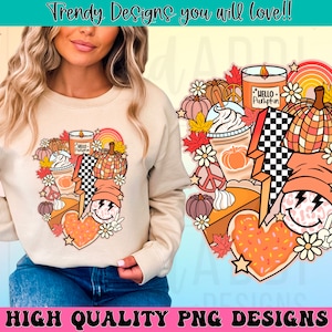 Retro fall vibes sublimation png design, fall smile face png, pumpkin spice themed collage, autumn png, thanksgiving png, digital download