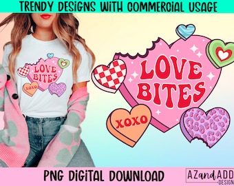Love bites png, Valentine’s Day png, retro valentines sublimation png, valentine heart Candy png, anti Valentine’s Day png, funny valentine