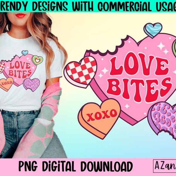 Love bites png, Valentine’s Day png, retro valentines sublimation png, valentine heart Candy png, anti Valentine’s Day png, funny valentine