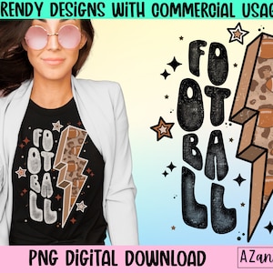 Retro Football Png, Leopard football png, football lightning bolt png, distressed football png, football sublimation, sports png, fall png