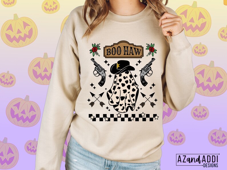 Boo Haw Png, Western ghost png, Cowboy ghost Png, retro western halloween png, western Halloween sublimation, cowboo png, boo png imagen 6