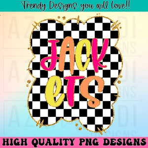 Jackets preppy mascot png, mascot school spirit design, retro Jackets sublimation design, sports team colorful text shirt digital print