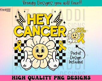Retro childhood cancer png, childhood cancer awareness sublimation design, yellow cancer ribbon, September awareness month, digital download