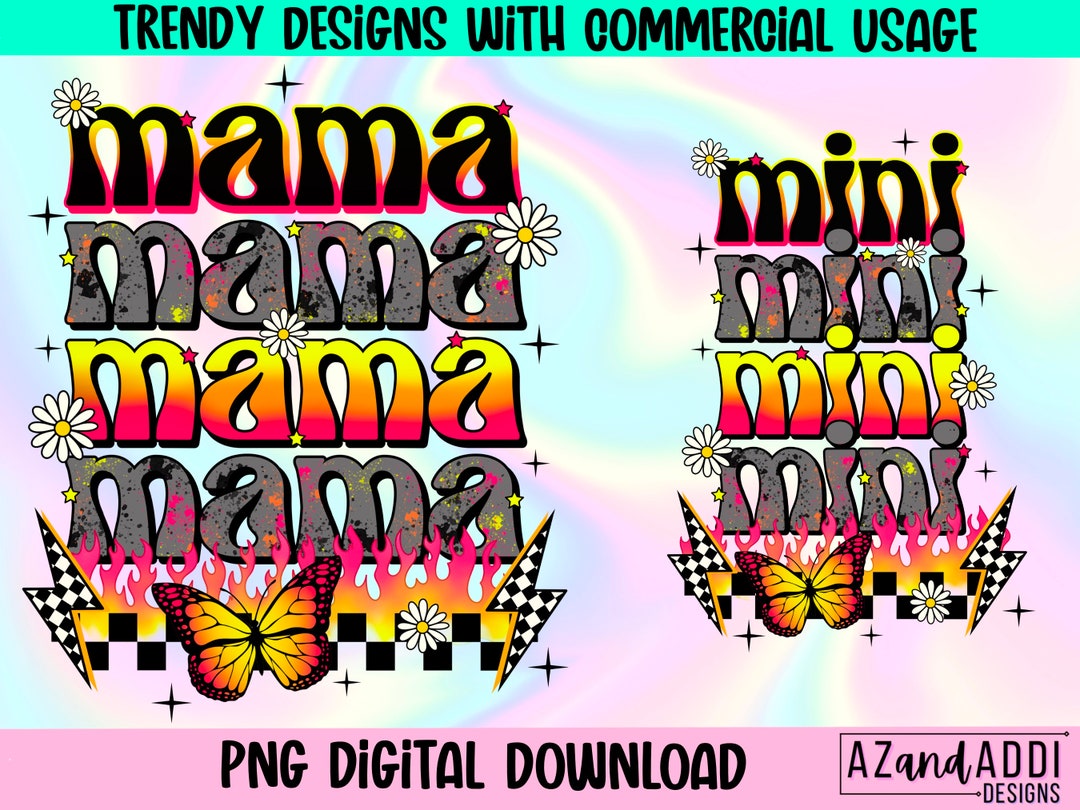 Retro Mama Mini Matching Png Sublimation Design Download, Mama Mini Png ...