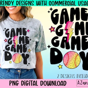 Game day softball png, retro softball png, softball sublimation design, softball vibes png, softball mom png, digital download shirt design