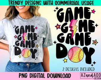 Game day softball png, retro softball png, softball sublimation design, softball vibes png, softball mom png, digital download shirt design