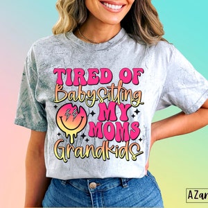 Cansado de cuidar a los nietos de mi madre png, png sarcástico divertido, diseño de sublimación retro, humor adulto, vida divertida de mamá png, png retro de moda imagen 3