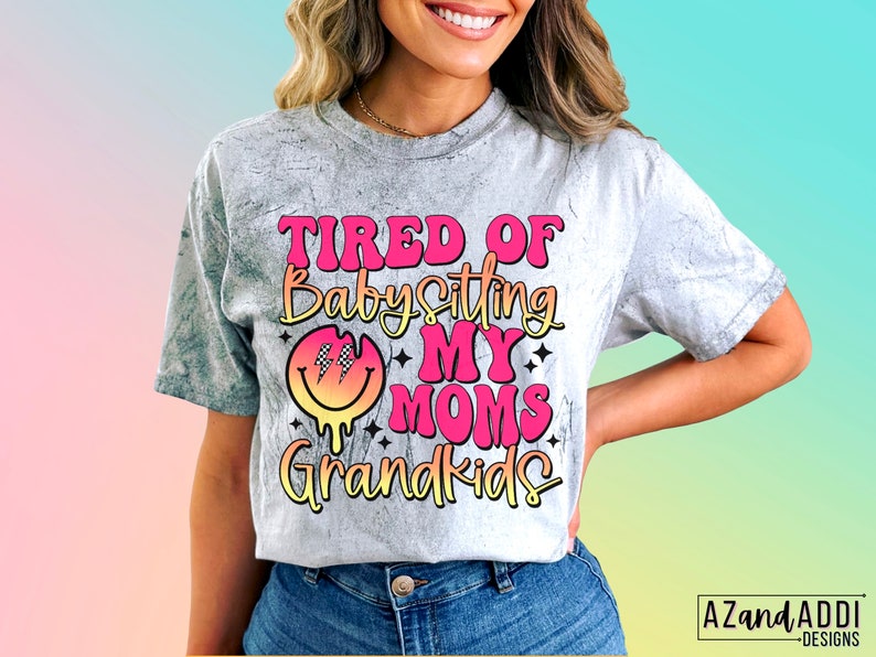 Cansado de cuidar a los nietos de mi madre png, png sarcástico divertido, diseño de sublimación retro, humor adulto, vida divertida de mamá png, png retro de moda imagen 3