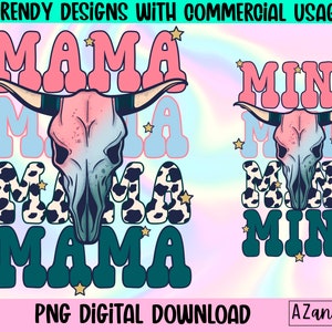 Mama mini western png, retro western sublimation, matching mama mini design, cow skull png, sublimation png, digital download, western retro