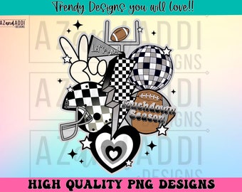 Retro football collage png, football sublimation design, silver grey and black football png, custom football team colors, touchdown season