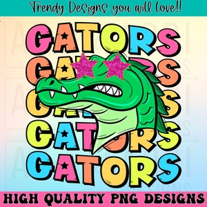 Gators preppy mascot png, gators mascot school spirit design, retro gators sublimation design, sports team mascot shirt digital print