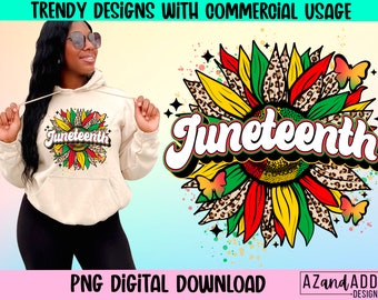 Juneteenth sunflower png, retro Juneteenth sublimation design, leopard sunflower png, black history png, black culture png, digital design
