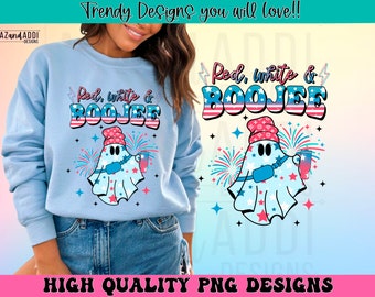 Red white and BooJee png, retro 4th of July sublimation design, trendy summer png, bougie ghost tumbler png, digital download