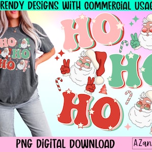 Ho Ho Ho png, retro Christmas png, retro Santa png, groovy Christmas png, groovy Santa, hippie Santa png, retro sublimation