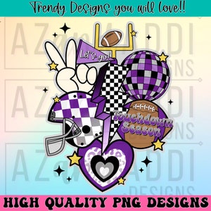 Retro football collage png, football sublimation design,dark purple football png, custom football team colors, touchdown season png