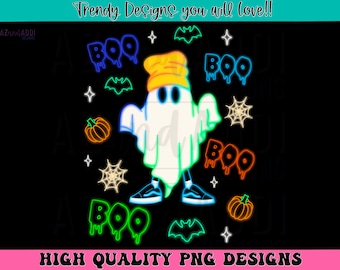 Neon Halloween ghost png, cute neon ghost shirt png, Halloween ghost sublimation, T-shirt design for black shirts, spooky season png