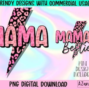 Mama and Mini Png, Mama’s Bestie Png, Girl Mom Png, Mom and Daughter Sublimation Design, mama lightning bolt, mama mini bundle