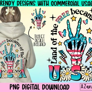 Retro 4th of July png, retro America sublimation design, land of the free png, Independence Day png, front back design, usa design download
