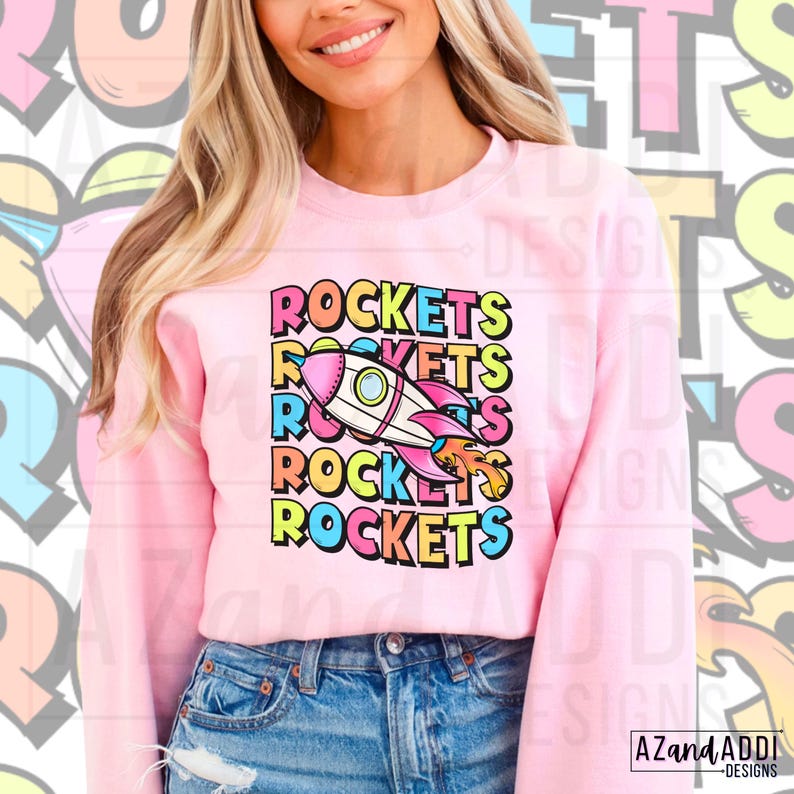 Preppy Rockets Rockets Preppy Mascot Png, Rockets Mascot School Spirit Design, Retro ...