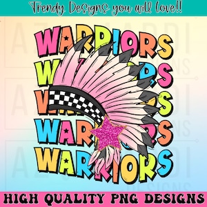 Warriors preppy mascot png, Warriors mascot school spirit design, retro warriors sublimation design, sports team mascot shirt digital print