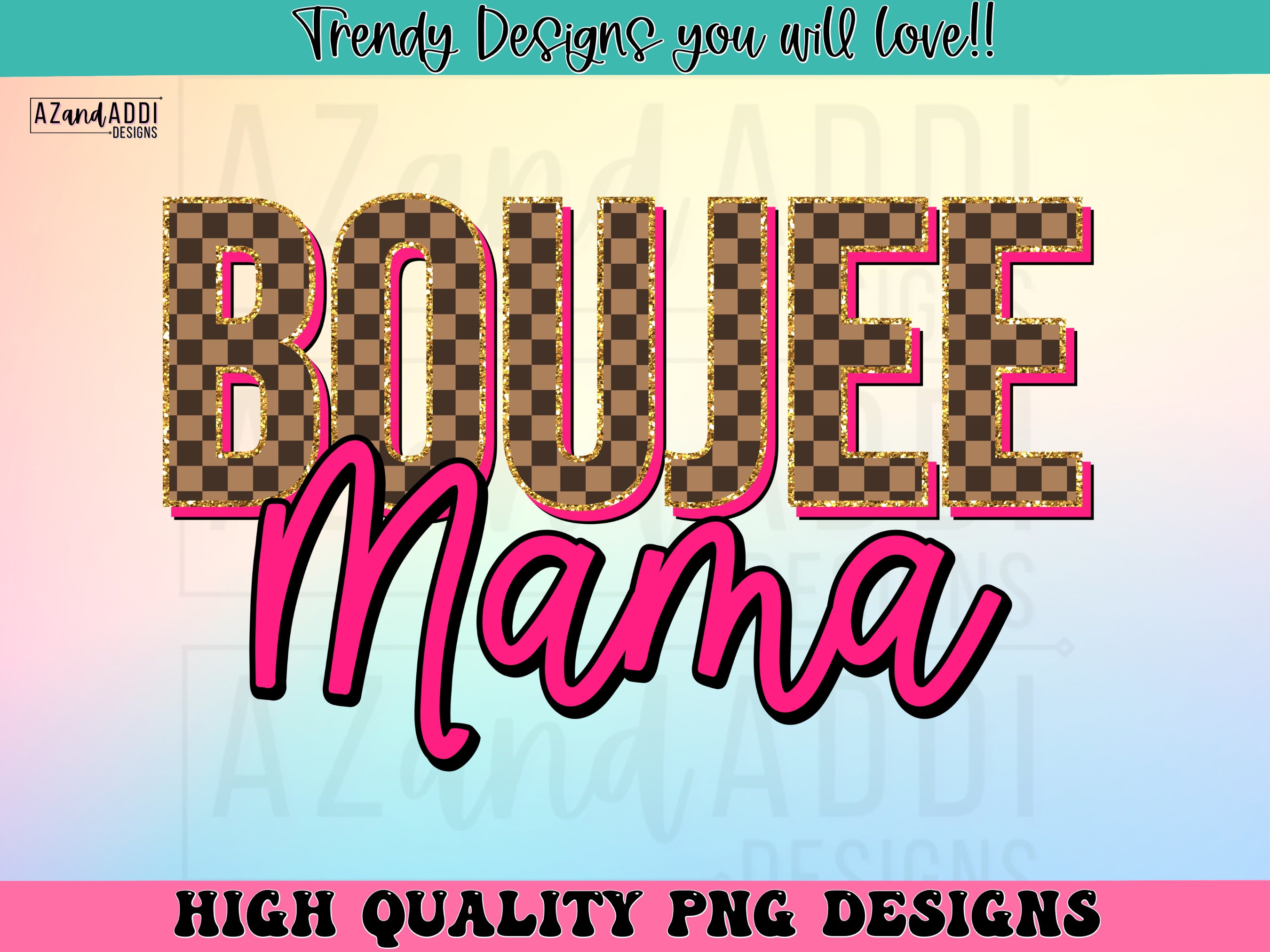 Boujee Mama Designer Png, Checkerboard Mama Png, Retro Mama