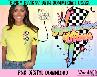 Retro gymnastics png, gymnastics sublimation design, gymnastics vibes, gymnastics mom, front back design, digital download, retro png design