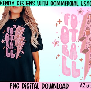 Football lightning bolt Png, retro football png, pink football png, leopard football png, football sublimation, sports png