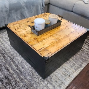 39.4 in. Black Modern Square Wood Coffee Table with Large Soft-Close Storage Drawer