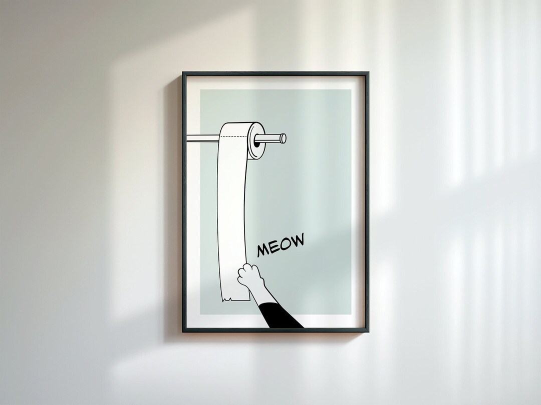 Humorous Poster Toilet Paper Cat Comic Toilet Paper | Digital Download ...