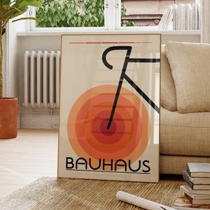 Cartel de la Bauhaus de bicicleta, Vintage de mediados de siglo moderno, Arte de pared imprimible, Retro - Cartel de bicicleta, Impresiones minimalistas, Decoración minimalista del hogar