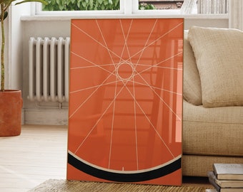 Bicycle Wheel Bauhaus Poster , Vintage mid-century modern , Printable Wall Art, Retro Bicycle Poster, Minimalist prints, cycling lovers gift